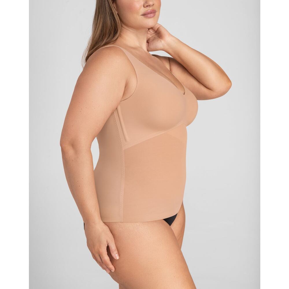 Honeylove Liftwear Shaping Tank Top Sand Tan 2X Built in Bra Slimming Shaping - Picture 2 of 13